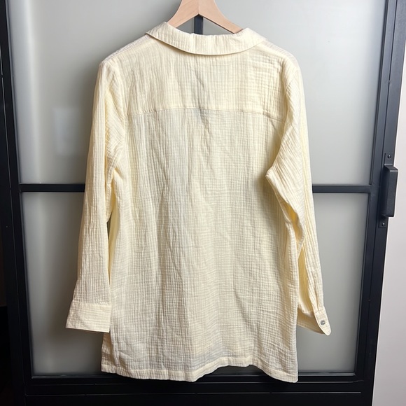 NWOT Soft Surroundings Cream 100% Cotton Collared Tunic Long Sleeve Size Large - Picture 2 of 5